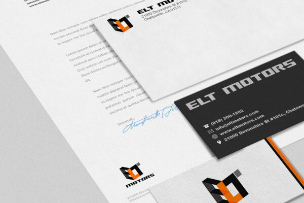 Minimalist Stationery Design For Elt Motors.